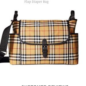 antique yellow black burberry diaper bag